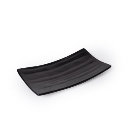Dĩa Melamine Chữ Nhật Cong Có Vân Đen Nhám Fataco - 3 Size