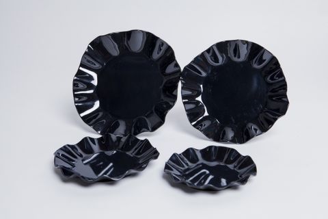 Dĩa Melamine Hoa Màu Đen Fataco - 5 Size