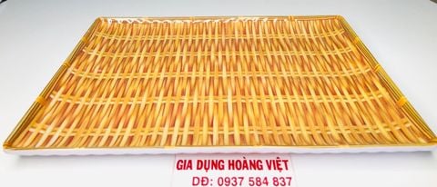 Dĩa Melamine Giả Mẹt Tre Chữ Nhật Đại - 36,3 x 27,2 x 2,4cm