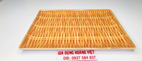 Dĩa Melamine Giả Mẹt Tre Chữ Nhật Lớn - 30 x 23 x 1,9cm