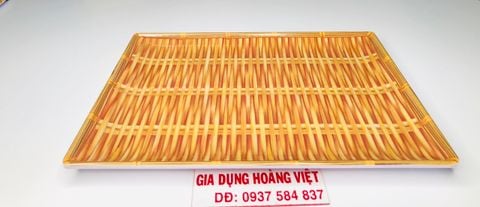Dĩa Melamine Giả Mẹt Tre Chữ Nhật Lớn - 30 x 23 x 1,9cm