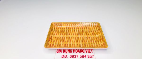 DĨA NHỰA GIẢ MẸT TRE CHỮ NHẬT NHÍ