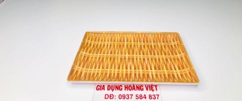Dĩa Melamine Giả Mẹt Tre Chữ Nhật Nhỏ - 20,3 x 15,4 x 1,9cm
