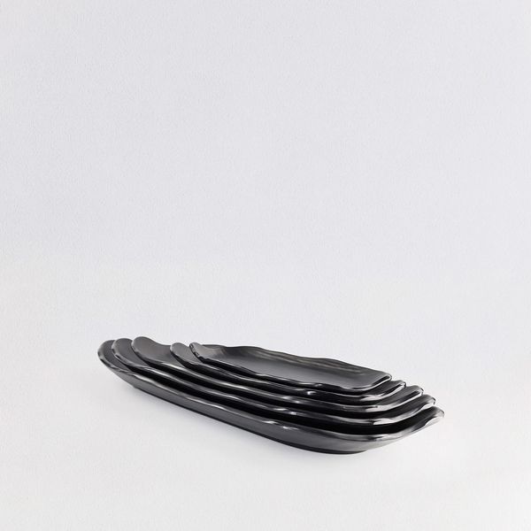 Dĩa Melamine Oval Cách Điệu Đen Nhám Superware - 6 Size