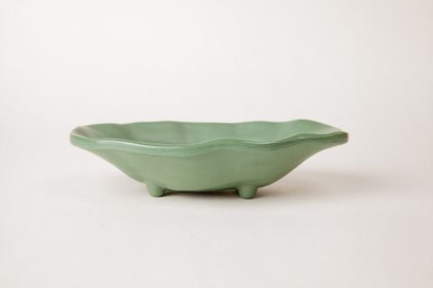 Dĩa Melamine Oval Có Chân DOV106N Nhám Xanh Lá - 16,8 x 10,3 x 4,2cm