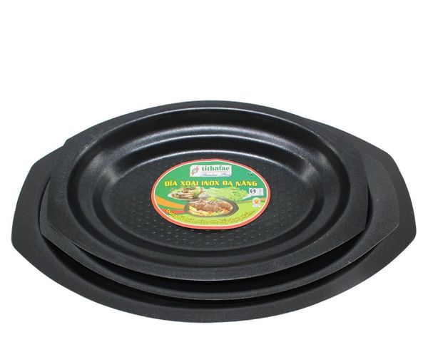 Dĩa Inox Oval Phủ Men Chống Dính - 3 Size