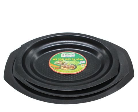 Dĩa Inox Oval Phủ Men Chống Dính - 3 Size