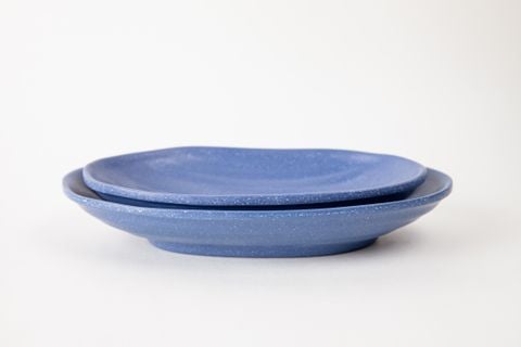 Dĩa Melamine Oval Sâu Nhám Xanh Dương - 2 Size