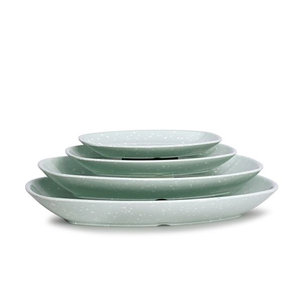 Dĩa Melamine Oval Sâu Vân Đá Ngọc - 5 Size