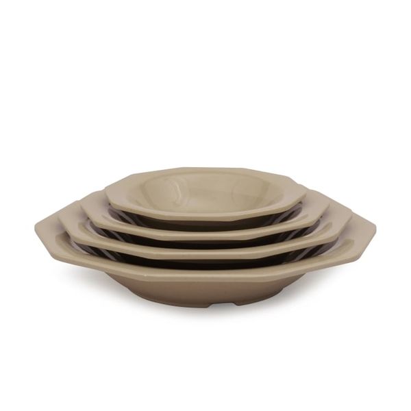 Dĩa Melamine Sâu 9 Cạnh Màu Nâu Fataco - 4 Size