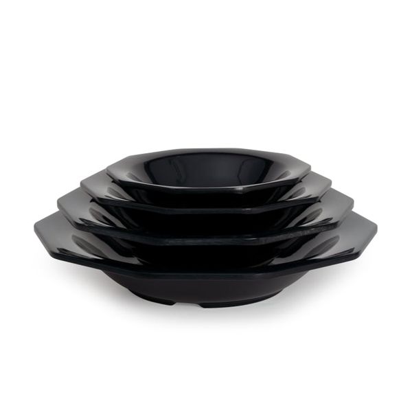 Dĩa Melamine Thập Giác Sâu Màu Đen Fataco - 4 Size