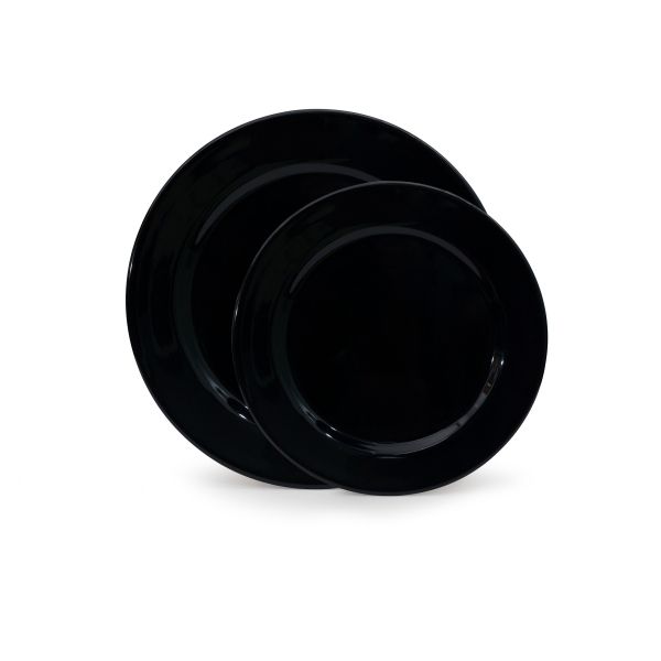 Dĩa Melamine Tròn Cạn Lớn Màu Đen Fataco - 2 Size