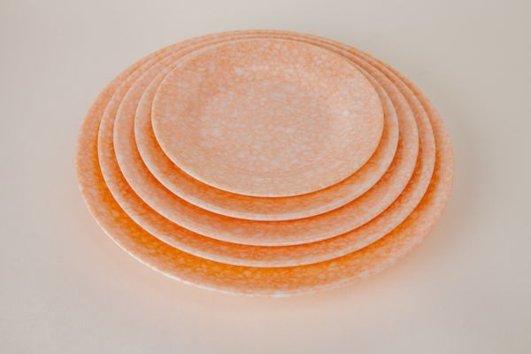 Dĩa Melamine Tròn Cạn Vân Đá Cam - 5 Size