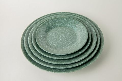 Dĩa Tròn Cạn Vân Đá Rêu