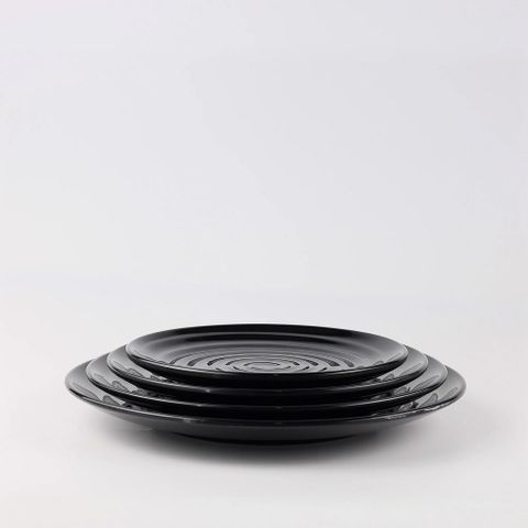 Dĩa Melamine Tròn Có Vân Màu Đen Superware - 5 Size