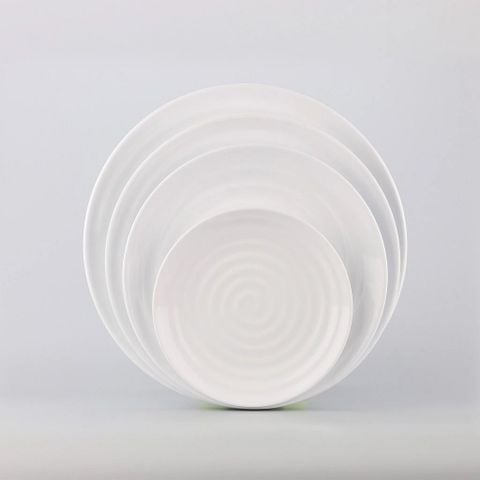 Dĩa Melamine Tròn Có Vân Màu Trắng Superware - 5 Size