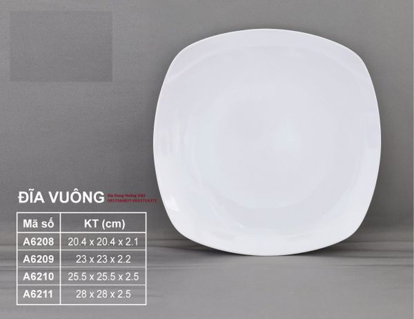 Dĩa Vuông Ảo Melamine Trắng VCP