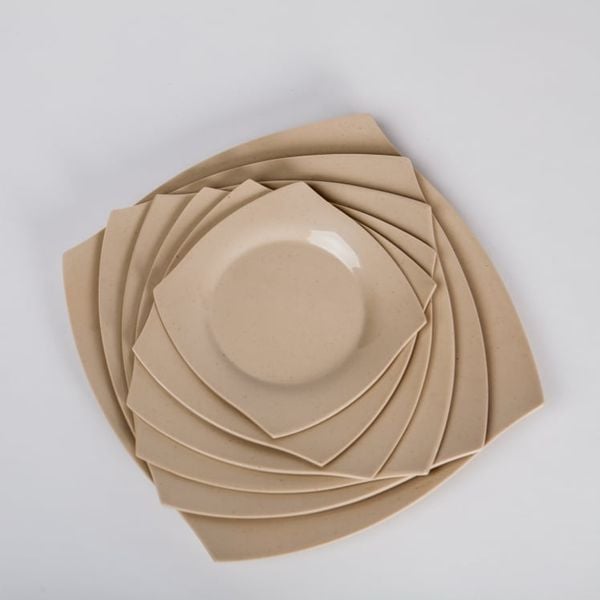 Dĩa Vuông Cạn Màu Nâu Fataco