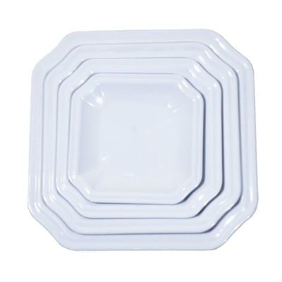 Dĩa Melamine Vuông Góc Bầu Màu Trắng - 4 Size