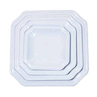 Dĩa Melamine Vuông Góc Bầu Màu Trắng - 4 Size
