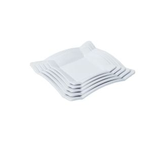 Dĩa Melamine Vuông Góc Màu Trắng - 5 Size