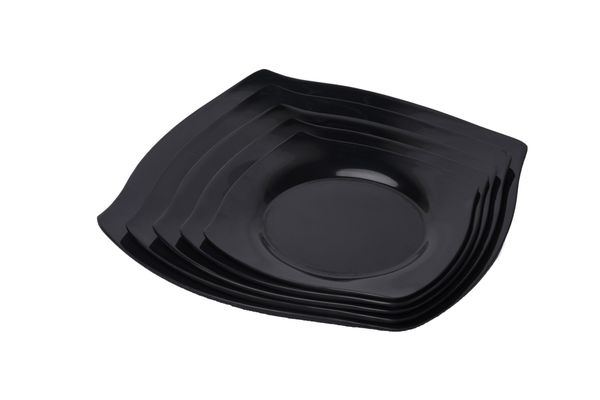 Dĩa Melamine Vuông Lá Màu Đen Fataco - 6 Size
