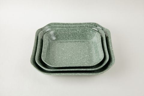 Dĩa Vuông Sâu Vân Đá Rêu