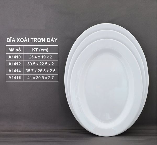 Dĩa Xoài Trơn Dầy Melamine Trắng VCP