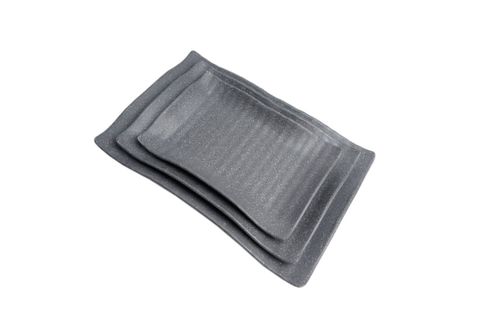 Dĩa Chữ Nhật Cong Nhám Xám