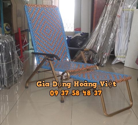 Ghế Bố Xếp Đài Loan LA, Khung Thép Sơn Tĩnh Điện Vàng Cao Cấp - Nhiều Nấc Tăng Giảm
