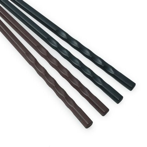 Đũa Melamine Xoắn Nhám, Hộp 10 Đôi, Màu Đen Và Nâu Cao Cấp PPS04 - 22,5 cm