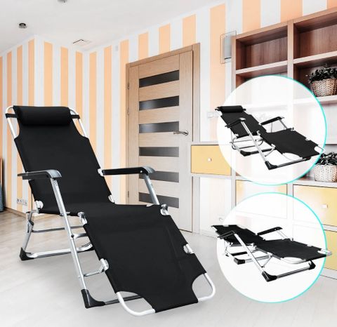 Ghế Giường Du Lịch, Khu Thép Sơn Tĩnh Điện Deli Happy Cao Cấp -  645 x 185 x 980mm