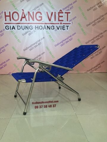 Ghế Bố Xếp Inox 201 Dây Dù, Ống 25 Dầy 1mm, Không Gác Chân Hoàng Việt - 70 x 55 x 33cm