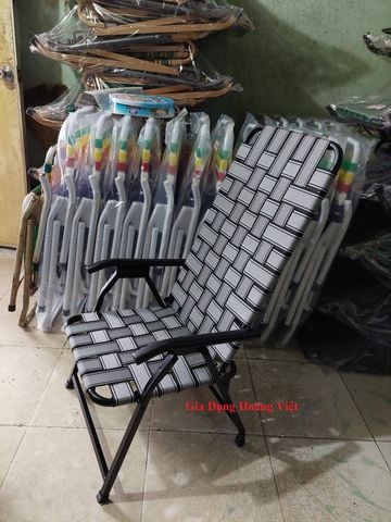 Ghế Cafe Dây Dù, Khung Sắt Dầy Sơn Tĩnh Điện Đen Chống Rỉ Lợi An - 53 x 73 x 98cm