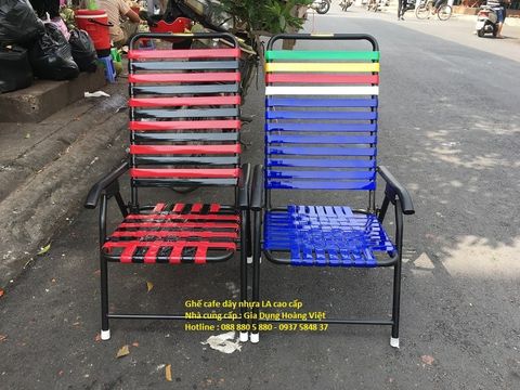 Ghế Cafe Dây Nhựa, Khung Thép Sơn Tĩnh Điện Đen Chống Lợi An - 50,5 x 90cm