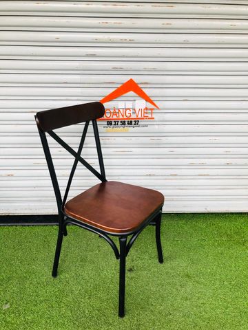 Ghế Nhà Hàng Mặt Gỗ Vuông, Khung Sắt Sơn Tĩnh Điện Ống Trúc Nhiều Màu - 41 x 44 x 85cm