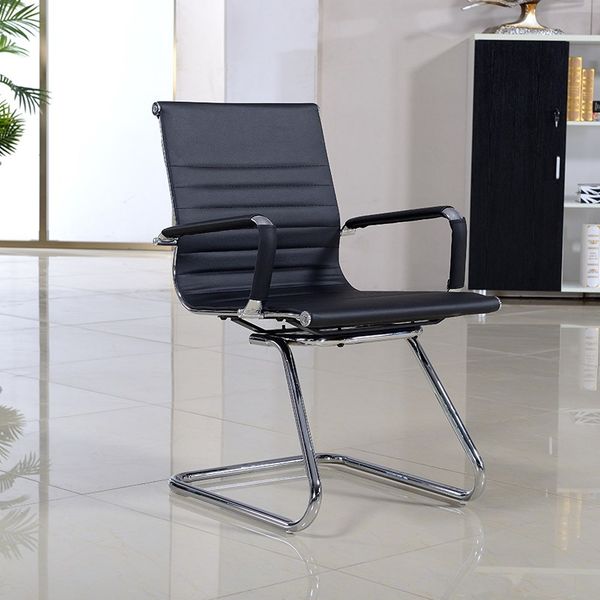 Ghế Da Chân Quỳ Lưng Thấp, Chân Sắt Mạ Crom, Ghế Văn Phòng Cao Cấp -  56 x 49 x 90cm