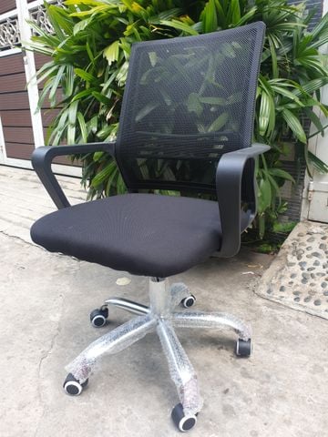 Ghế Xoay Inox Xi Chỉ Ngang Nét Đứt Chân, Ghế Nhân Viên GX405 - 50 x 52 x 88-89cm