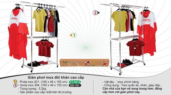 GIÀN PHƠI INOX ĐÔI KHĂN CAO CẤP PT-901A