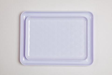 Khay Chữ Nhật Viền Bầu Meca Màu Trắng