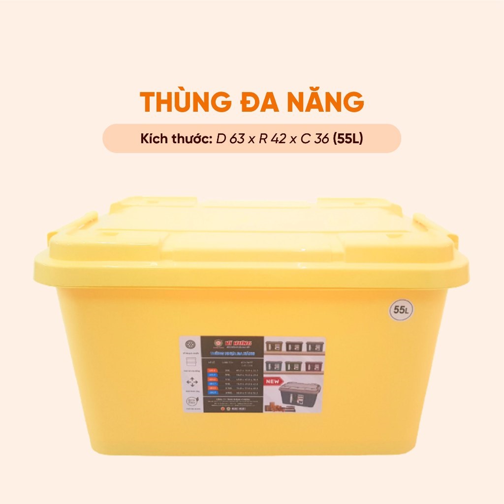 Thùng Nhựa Đa Năng 55 Lít Vĩ Hưng| Thùng Nhựa Đa Năng Màu Pastel