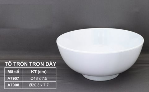 Tô Tròn VCP Thành Dày Màu Trắng Trơn 2 Kích Thước