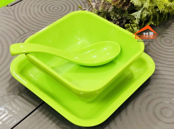 Bộ Tô Melamine Vuông Sắc Màu Phát Thành