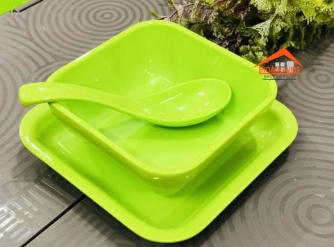 Bộ Tô Melamine Vuông Sắc Màu Phát Thành