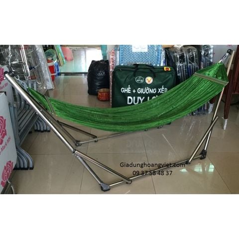 Bộ Võng Xếp Inox Lưới Căn Kim Duy Phương - 120 x 16cm Khi Gắp Gọn