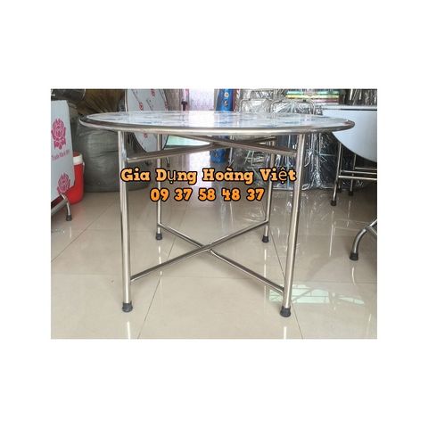 Bàn Inox 201 Mặt Tròn Chân Rời - 1m2 (Đường Kính)