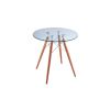 Bàn Trà Mặt Kính Dầy Tròn, Chân Trụ Gỗ DSW - 700x720mm