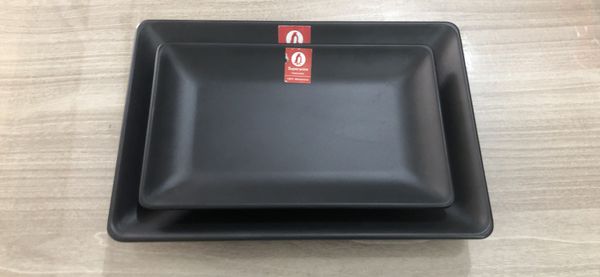 Dĩa Melamine Chữ Nhật Sâu Đen Nhám Superware - 2 Size