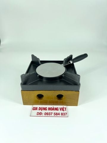 Bếp Cồn Hợp Kim Nhôm Chống Dính Đế Gỗ - 16 x 16 x 10cm