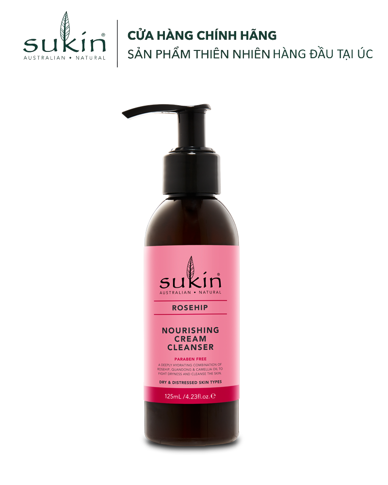 [HSD 2027] Sukin Kem Rửa Mặt Tầm Xuân Sáng Mịn Da Rosehip Nourishing Cream Cleanser  125ml